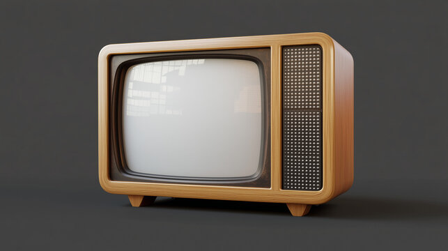 Retro television set with a wooden frame, isolated on transparent background for vintage design purposes