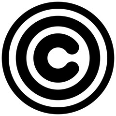 Copyright. Outlined stroke vector icon with black-filled details.