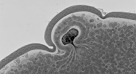 Detailed Ultrastructure of Human Immunodeficiency Virus Particle Exiting Host Cell