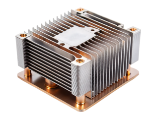 A Silver And Copper Heat Sink Designed For Optimal Cooling  Isolated on a White Background ,PNG. AI Generated