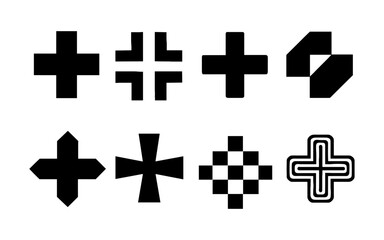 Obraz premium Collection of unique cross variations in minimalist black and white design