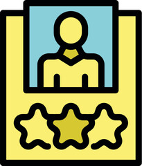 Employee of the month portrait with three stars indicating best performance and professional excellence