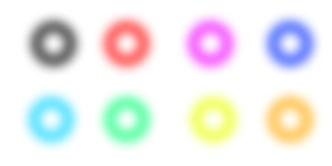 Vibrant circular ring shapes in neon gradient tones on transparent background PNG for modern design overlays 