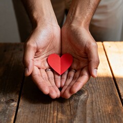 International Volunteer Day
Warm symbolic image of helping hands holding a heart shape cut-out. Represents kindness, charity, and volunteer spirit.