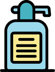 Dispenser bottle containing liquid soap promoting handwashing and hygiene practices
