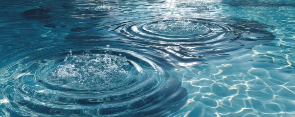 Ripples on a light blue water surface creating calm abstract patterns and refreshing mood