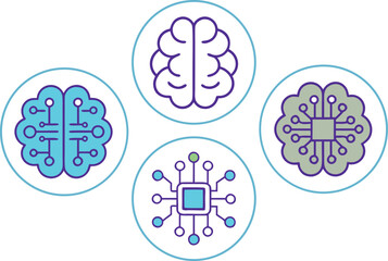 Artificial Intelligence Technology Concept. Futuristic AI Innovation Design. Digital Brain and Neural Network Illustration. Machine Learning and Data Analysis Concept. Modern AI Interface Technology