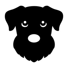 Logo pet friendly. Silueta de cabeza de perro de raza Schnauzer o Terrier