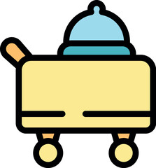 Room service cart transporting a covered dish, offering convenient meal delivery to hotel guests