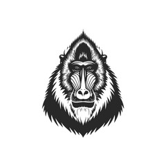 Obraz premium Stylized Black and White Mandrill Face Illustration.