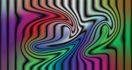 Colorful geometric abstract vector background with wavy lines and retro pattern design