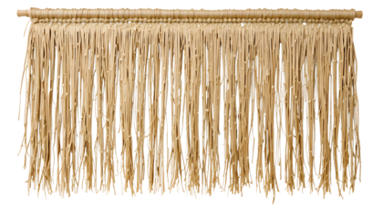 Natural dried grass fringe curtain adds bohemian charm and tropical texture to any event or home decor project creating a vibrant island vibe