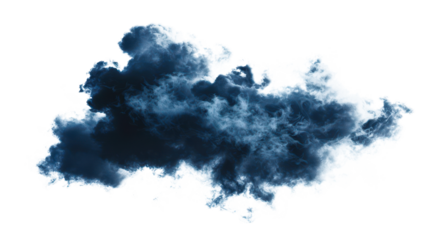 black or dark blue thunderstorm cloud isolated on white or transparent png