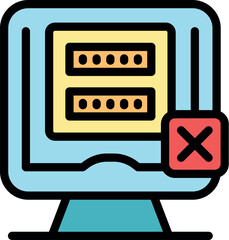 Login access denied to computer with wrong password, server security alert for cyber attack protection