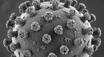 Influenza A Virus Virion with Surface Glycoproteins Cryo-Scanning Electron Micrograph Detail
