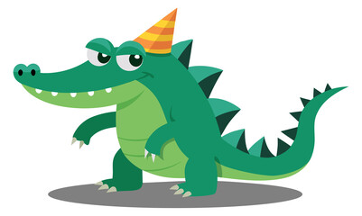 Obraz premium A cheerful green alligator, ready for a party or celebration