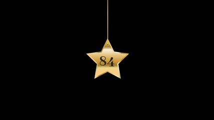 84 Number Hanging Gold Star Animation
