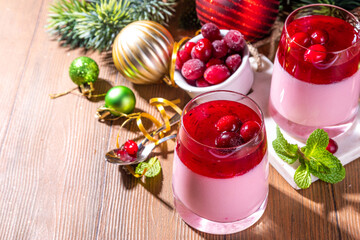 Cranberry panna cotta dessert
