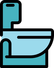 Simple, colorful icon of a modern toilet bowl, ideal for bathroom, plumbing, and hygiene related projects