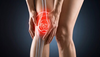 Illustration depicting knee joint pain and possible orthopedic issues, medical concept