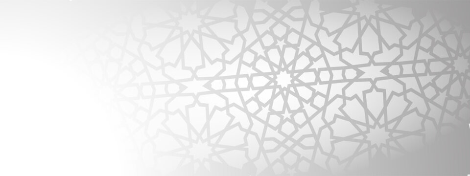 Islamic pattern with arabesque overlay and geometry for minimal background. Eid design with star and lantern for ramadan decoration. Traditional art with mandala and moon for greeting card or poster. - Powered by Adobe