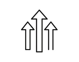 Fototapeta premium Three black outline arrows pointing upwards