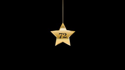 72 Number Hanging Gold Star Animation
