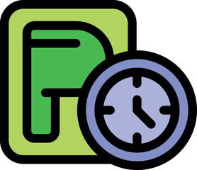 Parking time clock showing when parking meter time is expiring and payment is due