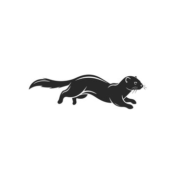 Running Weasel Silhouette Vector Illustration.