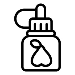 Jar with pear line icon, vaping concept. Vector graphics. Liquid filling sign on white background, style icon mobile or web design.