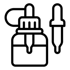 Jar with pipette line icon, vaping concept. Vector graphics. Liquid filler sign on white background, style icon mobile or web design.