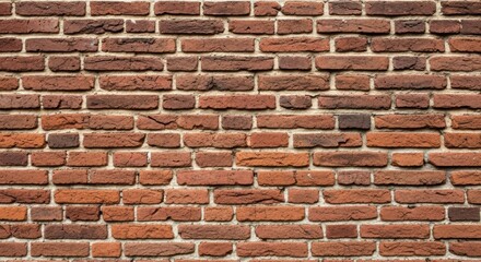 A full-frame background of a weathered red and brown brick wall. A classic rustic masonry texture for architectural or design projects.