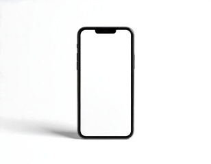 A modern smartphone with a blank white screen, isolated on a clean white background.