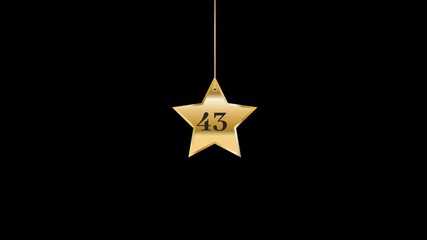 43 Number Hanging Gold Star Animation