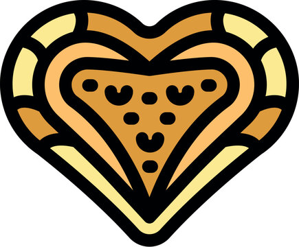 Heart shaped pizza slice illustration with bold black outline - Powered by Adobe