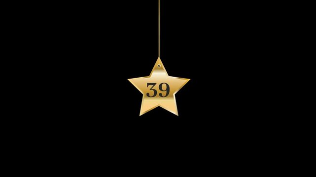 39 Number Hanging Gold Star Animation