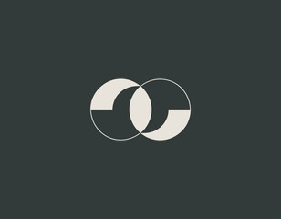 The image exhibits a minimalist logo featuring overlapping circles that represent unity and connection, suitable for contemporary brands aiming for a sophisticated aesthetic.