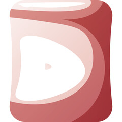 Red And White Cylindrical Object With A Smooth Glossy Finish Isolated On A Transparent Background With Subtle Shading And Highlights