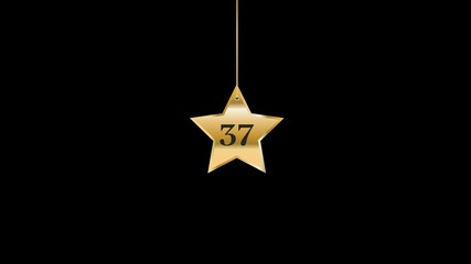37 Number Hanging Gold Star Animation