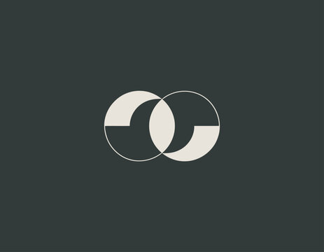 The image exhibits a minimalist logo featuring overlapping circles that represent unity and connection, suitable for contemporary brands aiming for a sophisticated aesthetic.