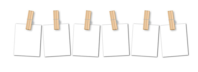 Polaroid photo frame hanging on rope with clothespins for photo display, scrapbook design, memory board, vintage style, isolated on transparent background png