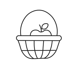 vector basket with apples  isolated on white background 