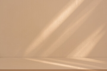 Background design brown wall showroom studio with shadow on empty floor for product presentation.Minimal soft reflect light, shadow for Autumn,Winter backdrop design for cosmetic, beauty
