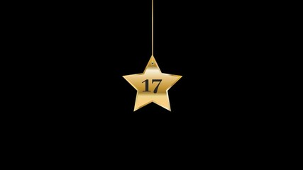 17 Number Hanging Gold Star Animation