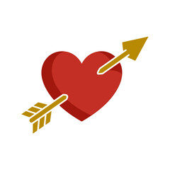 Arrow through heart icon on White Background Vector Art Illustration on white background.
