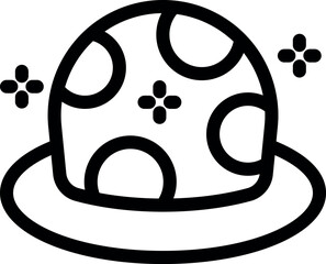 Minimalist vector icon of a round spotted ball resting on a plate, sparkling clean and ready for a game or meal