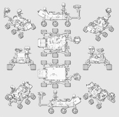 Isometric and Orthogonal Views of a  Mars Perseverance rover © Somar