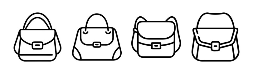 Set of four outline crossbody bags and backpacks for fashion and accessory design