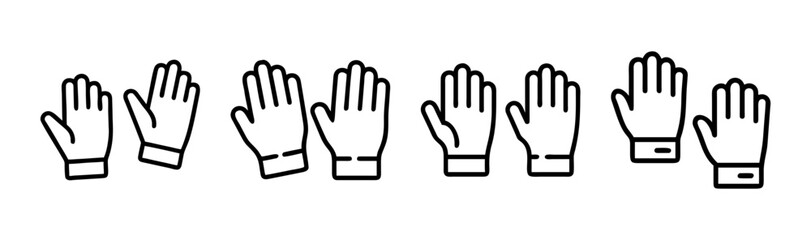 Set of simple line art icons representing driving gloves for automotive or fashion contexts