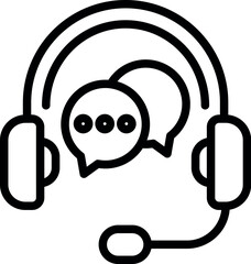 Headset with microphone and speech bubbles symbolizing online support, customer service, or call center operations